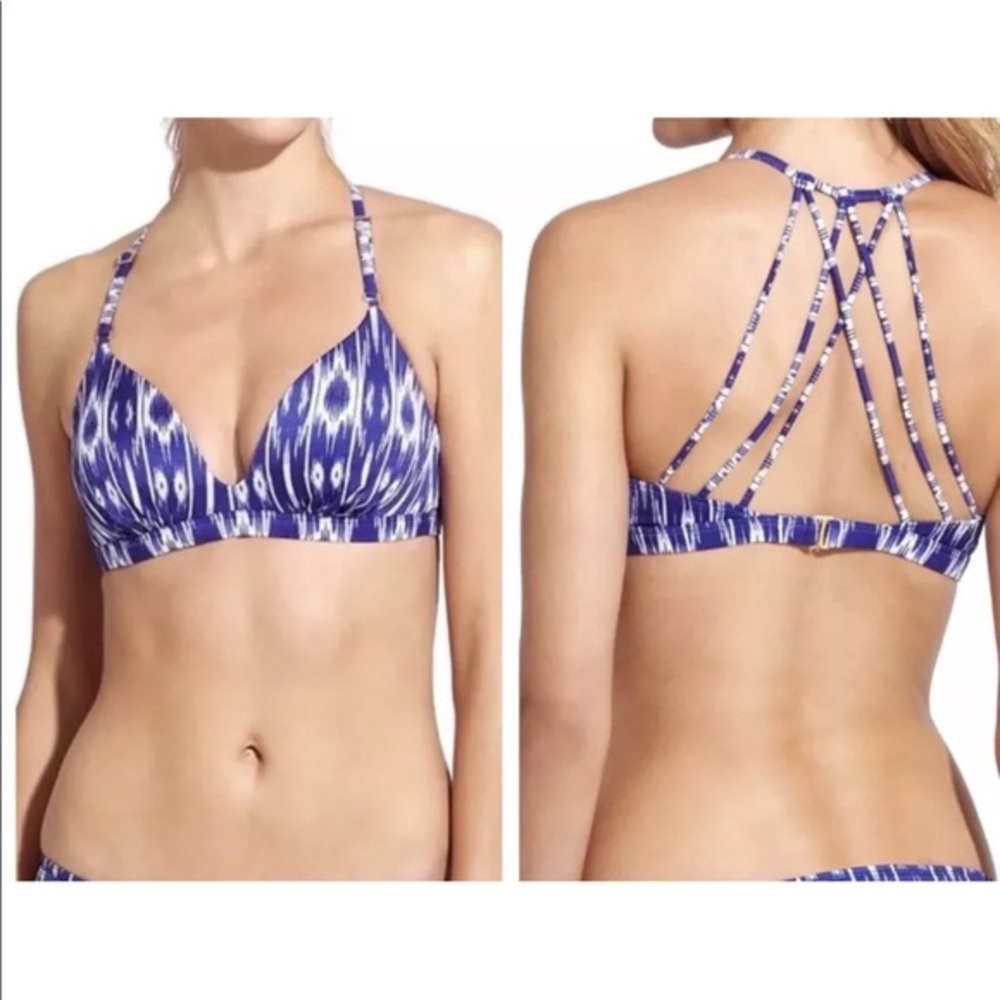 ATHLETA Blue Aqualuxe Molded Bikini Top NWT